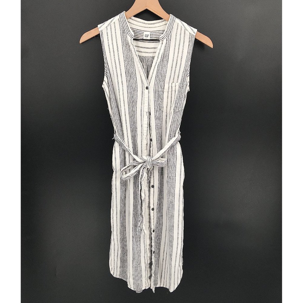 GAP Striped Midi Dress - Black and White